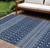 10' X 14' Navy Blue And Denim Blue Tribal Washable Indoor Outdoor Area Rug