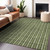 9' X 12' Olive Green And Ivory Striped Washable Indoor Outdoor Area Rug - Olive Green, Ivory