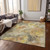 9' X 12' Gold And Gray Floral Washable Indoor Outdoor Area Rug - Gold, Gray