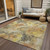 9' X 12' Gold And Gray Floral Washable Indoor Outdoor Area Rug - Gold, Gray