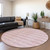 8' Pink Ivory And Gray Round Geometric Washable Indoor Outdoor Area Rug