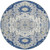 8' Navy Blue Ivory And Gray Round Oriental Washable Indoor Outdoor Area Rug