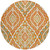 8' Orange Peach And Ivory Round Floral Washable Indoor Outdoor Area Rug