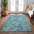 10' X 14' Turquoise And Ivory Paisley Washable Indoor Outdoor Area Rug