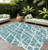 9' X 12' Teal Abstract Washable Non Skid Indoor Outdoor Area Rug