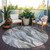 8' Gray Charcoal And Ivory Round Abstract Washable Indoor Outdoor Area Rug - Gray, Charcoal, Ivory