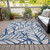 9' X 12' Navy Blue And Beige Floral Washable Indoor Outdoor Area Rug - Navy Blue, Beige