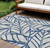9' X 12' Navy Blue And Beige Floral Washable Indoor Outdoor Area Rug - Navy Blue, Beige