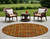 8' Round Orange and Rust Round Floral Medallion Washable Non Skid Indoor Outdoor Area Rug