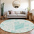 8' Teal Blue Aqua And Ivory Round Moroccan Washable Indoor Outdoor Area Rug