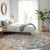 8' Ivory And Gray Round Floral Washable Indoor Outdoor Area Rug