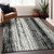 8' X 10' Black And Ivory Striped Washable Indoor Outdoor Area Rug