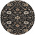 8' Black Brown And Ivory Round Floral Washable Indoor Outdoor Area Rug