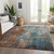 9' X 12' Teal Blue And Copper Abstract Washable Indoor Outdoor Area Rug - Teal Blue, Copper