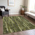 10' X 14' Olive Green And Dark Olive Green Striped Washable Indoor Outdoor Area Rug