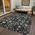 9' X 12' Black Ivory And Gray Oriental Washable Indoor Outdoor Area Rug