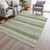 9' X 12' Artichoke Green And Ivory Striped Washable Indoor Outdoor Area Rug - 880016497137