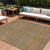 9' X 12' Taupe And Brown Striped Washable Indoor Outdoor Area Rug - Taupe, Brown