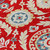 8' Red Beige And Navy Blue Round Floral Washable Indoor Outdoor Area Rug