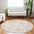 8' Coral Ivory And Peach Round Paisley Washable Indoor Outdoor Area Rug