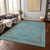 9' X 12' Aqua And Teal Blue Medallion Washable Indoor Outdoor Area Rug - Aqua, Teal Blue