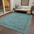 9' X 12' Aqua And Teal Blue Medallion Washable Indoor Outdoor Area Rug - Aqua, Teal Blue