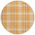 8' Orange Blue And Ivory Round Plaid Washable Indoor Outdoor Area Rug