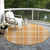 8' Orange Blue And Ivory Round Plaid Washable Indoor Outdoor Area Rug