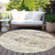 8' Ivory And Taupe Round Striped Washable Indoor Outdoor Area Rug