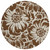 8' Round Brown and Ivory Round Floral Washable Non Skid Indoor Outdoor Area Rug
