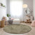 8' Khaki Brown And Beige Round Geometric Washable Indoor Outdoor Area Rug