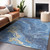 9' X 12' Blue Gold And Ivory Abstract Washable Indoor Outdoor Area Rug - Blue, Gold, Ivory