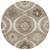8' Taupe Brown And Ivory Round Medallion Washable Indoor Outdoor Area Rug