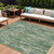 9' X 12' Green And Ivory Striped Washable Indoor Outdoor Area Rug Transitional Style - Green, Ivory Color
