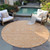 8' Salmon Round Floral Washable Indoor Outdoor Area Rug