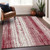 9' X 12' Merlot And Ivory Striped Washable Indoor Outdoor Area Rug