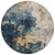 8' Blue Gray And Gold Round Abstract Washable Indoor Outdoor Area Rug - Blue, Gray, Gold