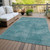 10' X 14' Teal Blue Washable Indoor Outdoor Area Rug
