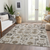 9' X 12' Ivory Beige And Taupe Oriental Washable Indoor Outdoor Area Rug