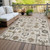 9' X 12' Ivory Beige And Taupe Oriental Washable Indoor Outdoor Area Rug