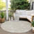 8' Beige Tan And Ivory Round Floral Washable Indoor Outdoor Area Rug - Beige, Tan, Ivory