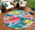 8' Blush And Pink Round Floral Washable Indoor Outdoor Area Rug