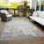 9' X 12' Gray And Ivory Abstract Washable Indoor Outdoor Area Rug Transitional Style - Gray, Ivory Color