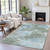 10' X 14' Sage And Denim Blue Abstract Washable Indoor Outdoor Area Rug