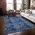 8' X 10' Navy Blue Floral Medallion Washable Non Skid Indoor Outdoor Area Rug