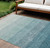10' X 14' Teal Blue And Ivory Ombre Washable Indoor Outdoor Area Rug