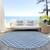 8' Denim Blue And Ivory Round Geometric Washable Indoor Outdoor Area Rug - Denim Blue, Ivory