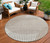 8' Beige And Ivory Round Geometric Washable Indoor Outdoor Area Rug Transitional Style - Beige, Ivory Color