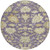 8' Eggplant Beige And Green Round Floral Washable Indoor Outdoor Area Rug