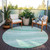 8' Aqua And Sky Blue Round Abstract Washable Indoor Outdoor Area Rug
